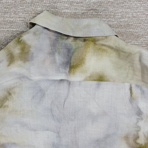 Zara Tie Dye Shirt Mens Small Linen Blend Button Viscose Summer Watercolor New - Picture 14 of 14